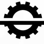 Pictogram van een tandwiel met horizontale balk, symbool voor reverse engineering